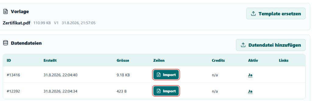 Importing five sample records